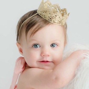 1st birthday crown | gold Chloe Mini lace crown party hat | baby girl + toddler