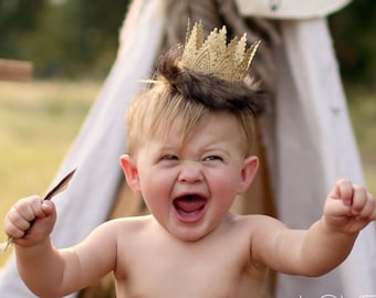 Where the Wild Things Are Inspired Mini Birthday Crown, Max Lace Cake Smash Headband