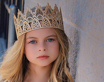 Gold Crown || Sienna Tall Remastered FULL SIZE lace crown || handmade gift for her