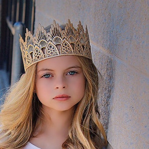 Gold Crown || Sienna Tall Remastered FULL SIZE lace crown || handmade gift for her