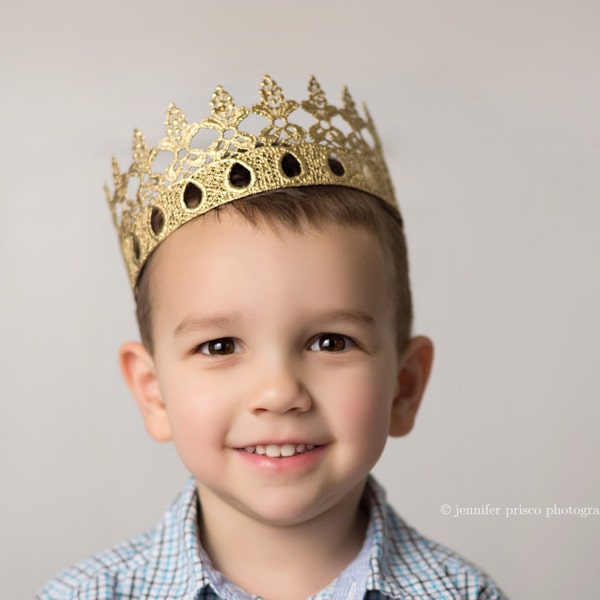 Unisex Peyton full-size gold lace crown || king prince crown || toddler - adult || custom sizes