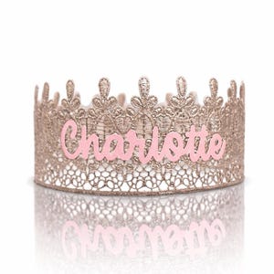 Personalized Lace Birthday Crown | Custom Name Princess Tiara for Girls, Photo Prop