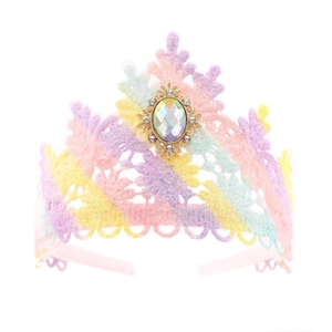 Pastel Rainbow Lace Tiara | Unicorn Birthday Party | Princess Crown | fits kids and adults | Gift for Girls | Tallulah