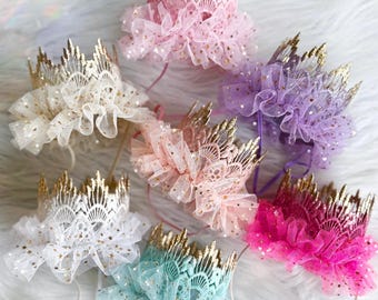 Corona de tutú de bailarina / Tiara de cumpleaños para niña / Corona de encaje para primer cumpleaños / Diadema de princesa para disfrazarse / Tutú lindo para fiesta / Elige uno