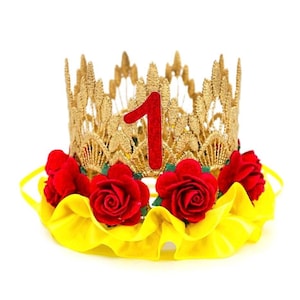 Princess Birthday Crown | Baby Girl 1st Birthday Tiara | Sienna MINI flower lace crown headband | Gift for Girls | customize in ANY age