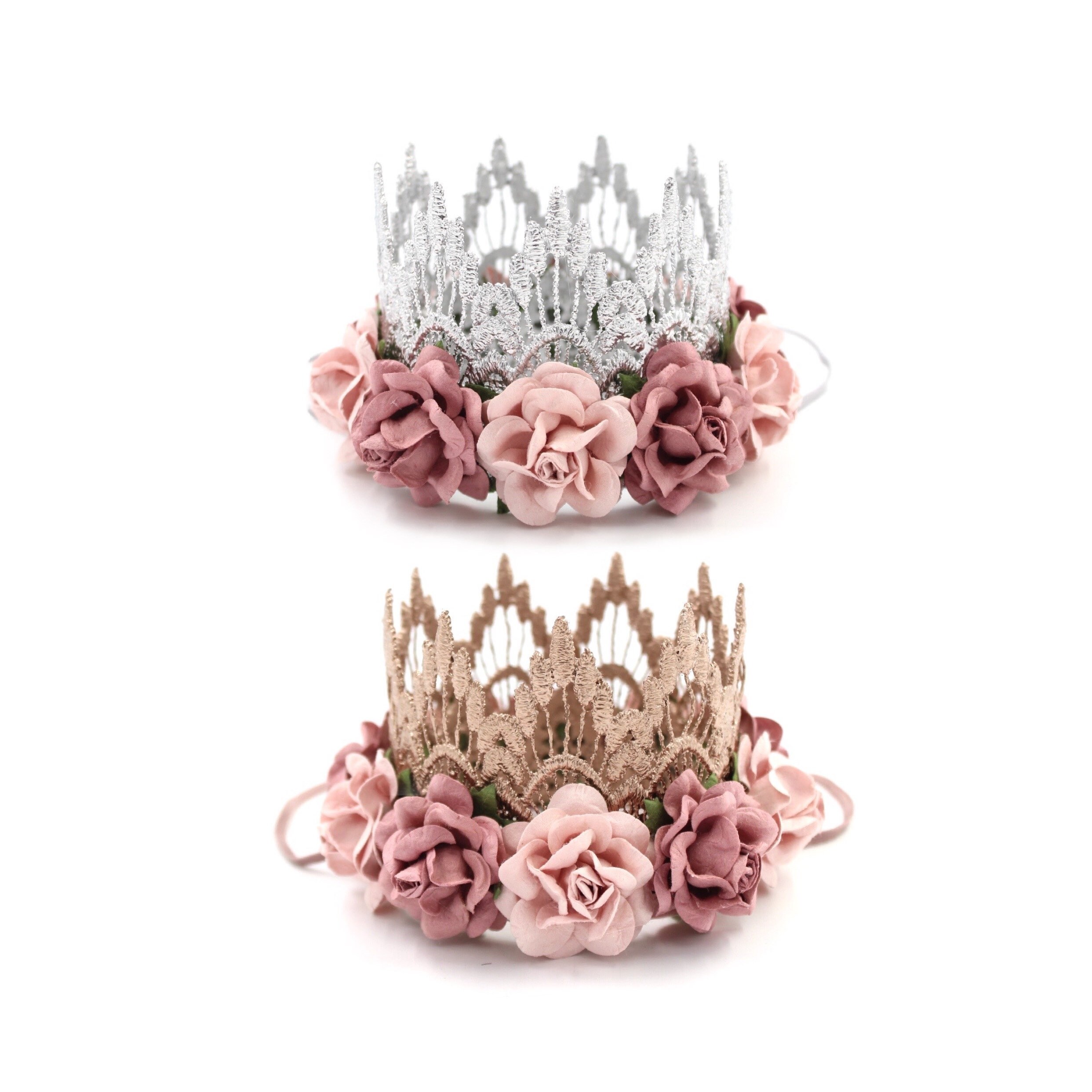 NEW || Sienna MINI flower lace crown headband || blush + mauve || Cho…