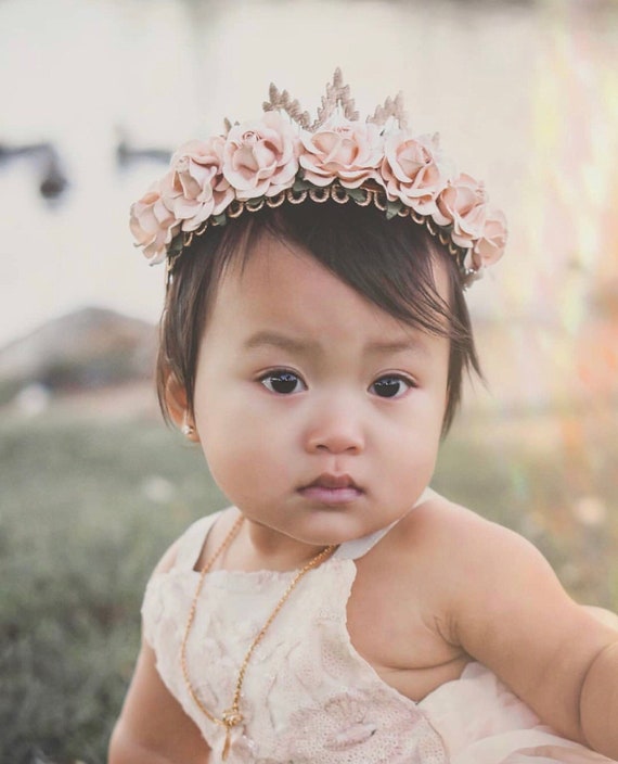 Sienna Rose Gold Lace TIARA With Large Blush Roses Flower Girl or  Bridesmaid Crown Flower Crown -  Canada