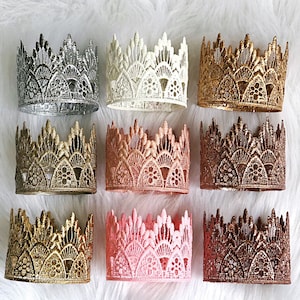 Gold Lace Crown Headband | Girls Hair Accessory | 1st Birthday Crown | Baby Girl Lace Tiara | Gift for Newborn | Sienna MINI Crown©