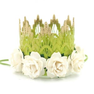 Frog Princess Lace Crown | Green Birthday Hat for Girls