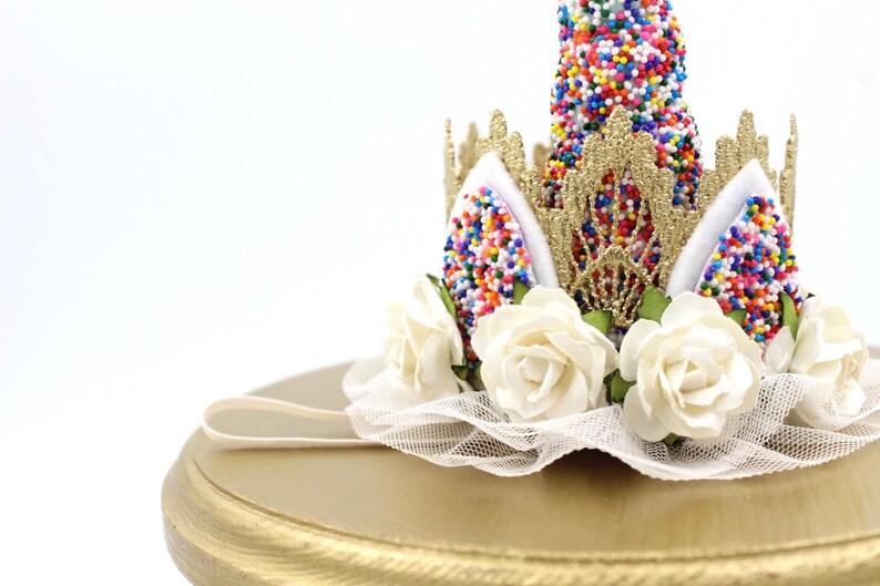 SPRINKLES| Unicrown Ice Cream Party Unicorn flower lace crown headband