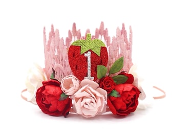 Strawberry First Birthday Crown | Strawberry Shortcake 1st Birthday Party Hat | Berry First Birthday Outfit | Baby Shower Gift | Sienna Mini