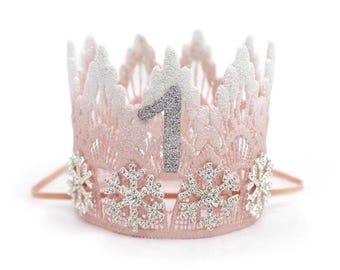 Winter ONEderland Crown | First Birthday Snowflake Party Hat, Baby Girl Holiday Mini Tiara