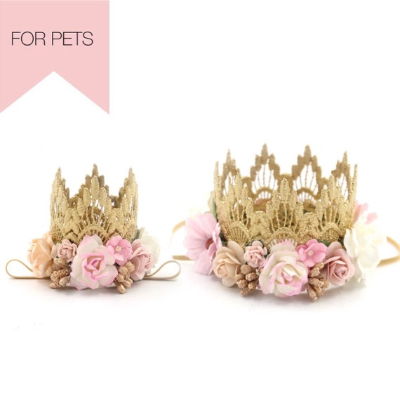 Pet Crowns Ultra MINI or Standard MINI Sienna Lace Flower Crown Boho Bloom  for Dogs Pets Choose One 