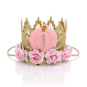 Little Pumpkin Crown | Pink Pumpkin Birthday Tiara | Fall Party Hat | Cake Smash