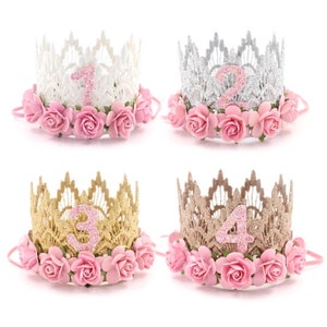 1st Birthday Flower Crown | First birthday party hat | 2nd birthday tiara | 3rd birthday crown | 4th birthday hat | Choose One