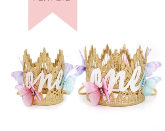 Corona de cumpleaños de mariposa para perro / tamaño ultra MINI o MINI estándar para perros + mascotas / Elija uno / personalice para CUALQUIER edad