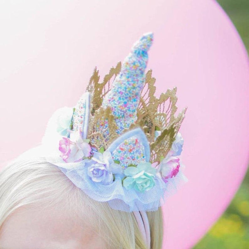 SPRINKLES| Unicrown Ice Cream Party Unicorn flower lace crown headband