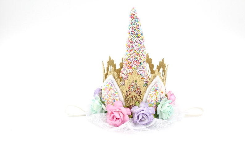 SPRINKLES| Unicrown Ice Cream Party Unicorn flower lace crown headband