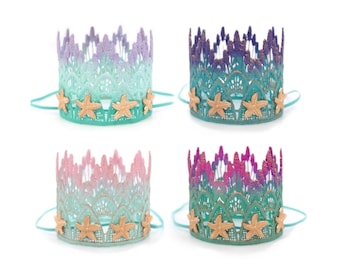 Meerjungfrau Geburtstagskrone | Seestern-Spitzen-Tiara | Baby & Kleinkind Krone Stirnband
