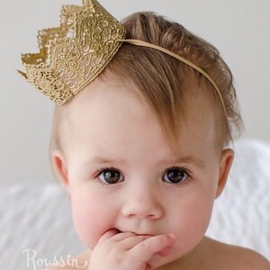 1st birthday crown gold Chloe Mini lace crown party hat baby girl toddler image 6