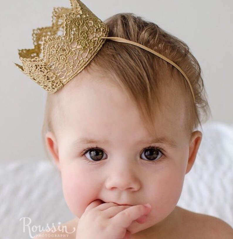 1st birthday crown gold Chloe Mini lace crown party hat baby girl toddler image 6