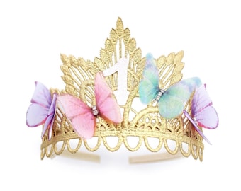 Fairy First Birthday Tiara | Butterfly 1st birthday lace crown | Toddler Girl Party Hat