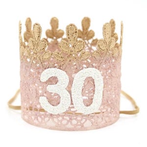 Birthday Crown | Custom Age Party Tiara | 21st 30th 40th 50th 100th Birthday Hat | Adult Celebration Headband Gift | Sage Mini