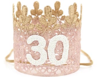 Birthday Crown | Custom Age Party Tiara | 21st 30th 40th 50th 100th Birthday Hat | Adult Celebration Headband Gift | Sage Mini