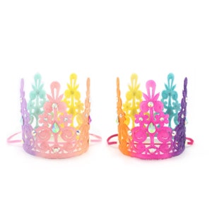 rainbow birthday crown | MINI Elle lace crown with crystals || photography prop || bold or pastel || choose one