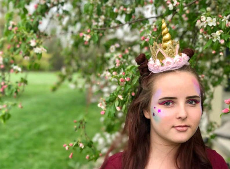 Unicorn flower lace crown headband  silver  pink ivory  image 5