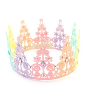 Pastel Rainbow Lace Crown with Crystals: Unicorn Party
