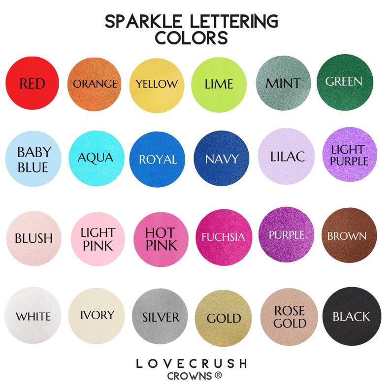 Color chart for cardstock lettering AGE for LOVECRUSH Crown