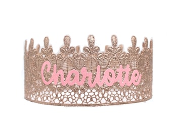 Personalized name birthday crown | Custom Tiara | Gift for Her | Toddler- Adult | Sage full-size lace crown