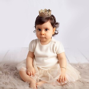 1st birthday crown gold Chloe Mini lace crown party hat baby girl toddler image 3