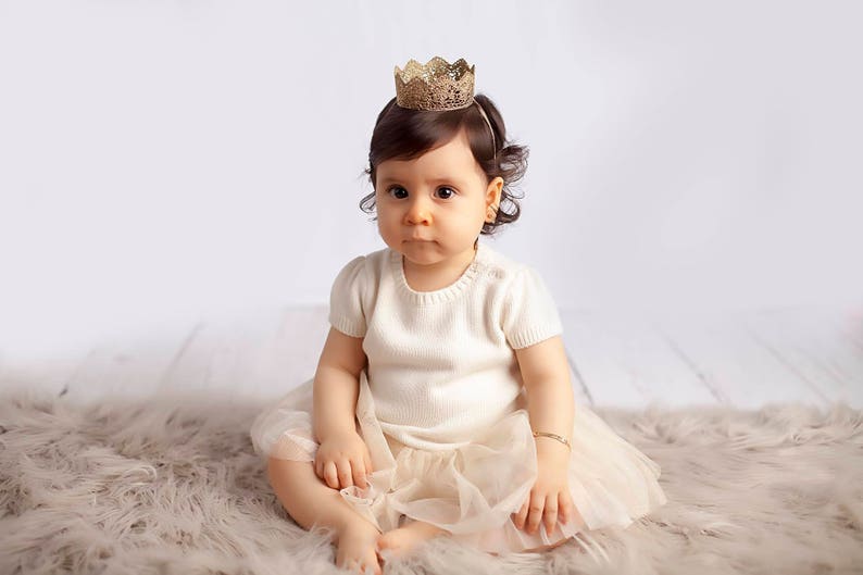 1st birthday crown gold Chloe Mini lace crown party hat baby girl toddler image 3