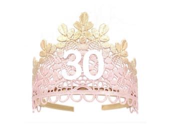 Birthday Tiara for Women, Custom Age Crown, Adult 30th 40th 50th Party
