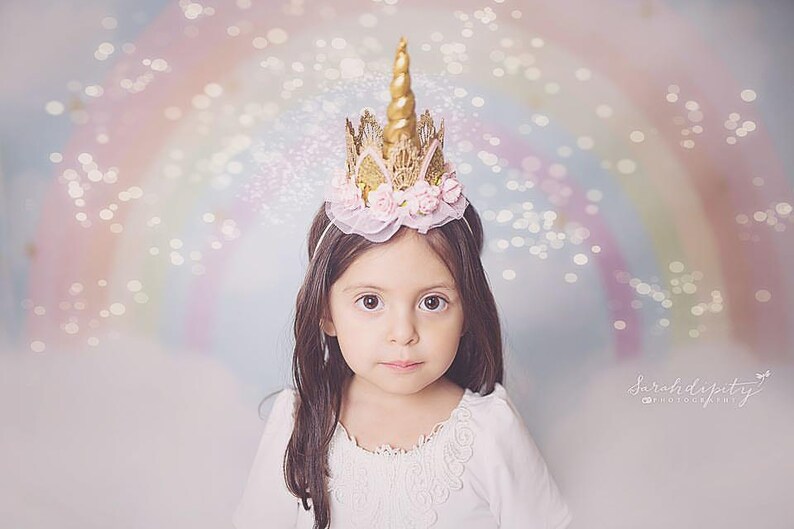 Unicorn flower lace crown headband  silver  pink ivory  image 6