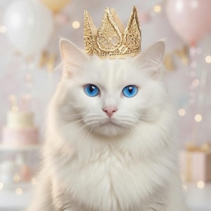 Gold Lace Cat Crown Tiara | Kitten Birthday Photo Prop | Small Pet Accessory