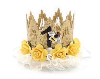 Mi corona del primer día de las abejas / Dulce cumpleaños de abeja / Sombrero de fiesta de cumpleaños de la reina abeja