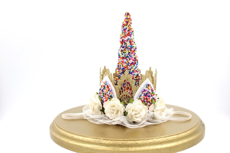 SPRINKLES| Unicrown Ice Cream Party Unicorn flower lace crown headband