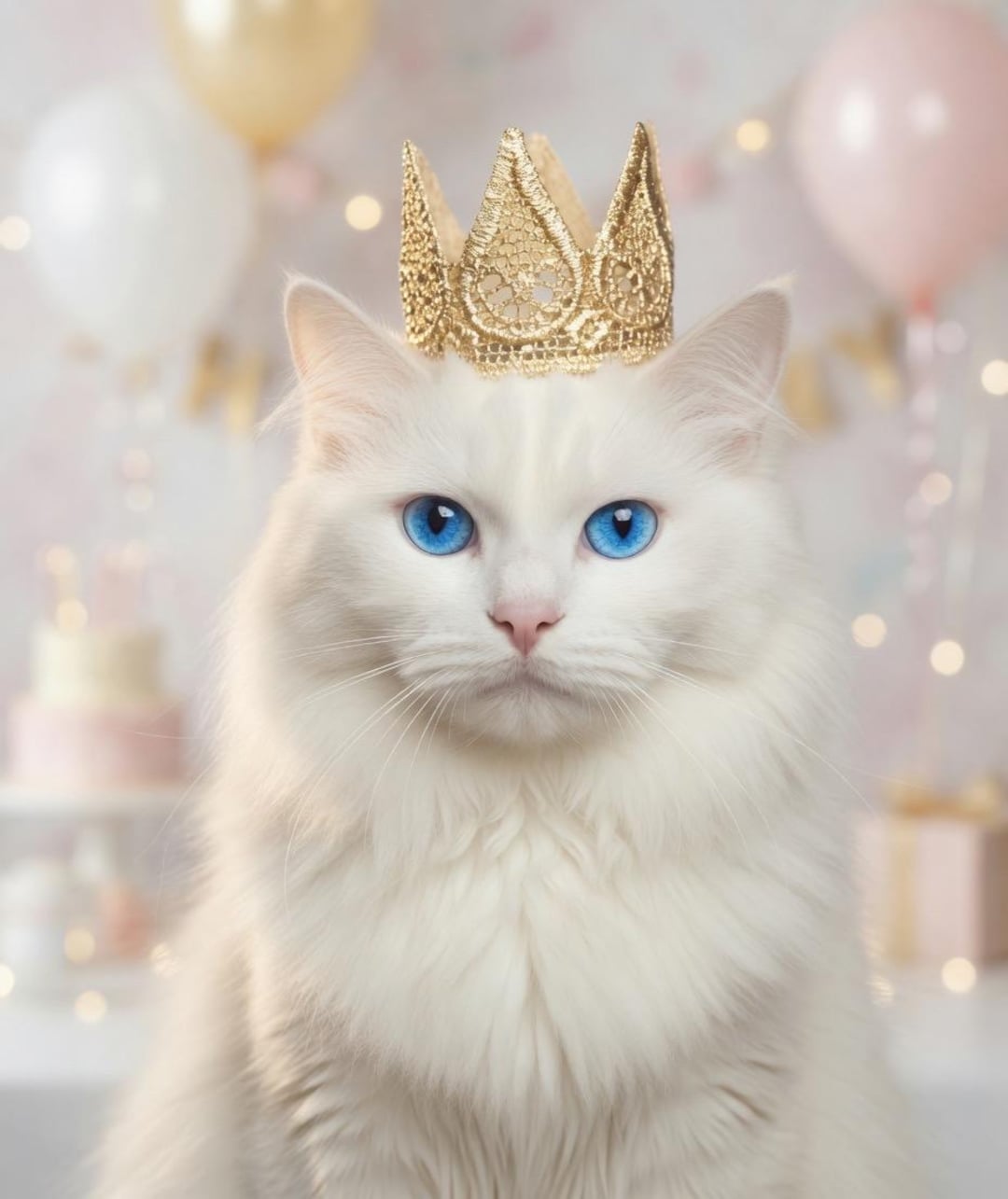 Gold Lace Cat Crown Tiara | Kitten Birthday Photo Prop | Small Pet