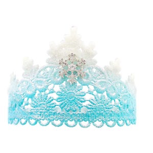Frozen Princess Tiara | Blue Lace Ice Queen Crown with Snowflake Crystal | Dress-Up & Costume Headband