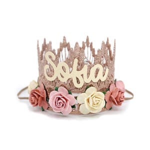 First Birthday Crown | Personalized Age or Name | Baby Girl Party Headpiece
