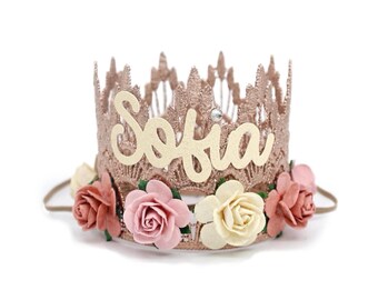 First Birthday Crown | Personalized Age or Name | Baby Girl Party Headpiece