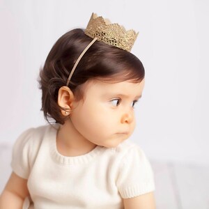 1st birthday crown gold Chloe Mini lace crown party hat baby girl toddler image 2