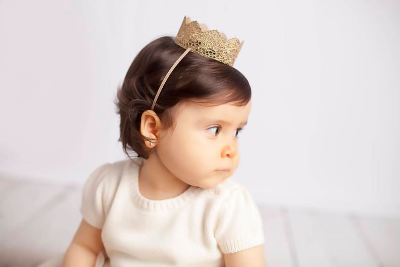 1st birthday crown gold Chloe Mini lace crown party hat baby girl toddler image 2