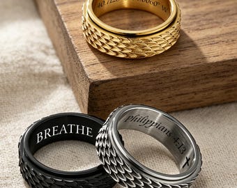 Spinner Dragon Skin Ring - Fidget Dragon Skin Ring For Men, Stress Relief Ring, Anxiety Ring Dragon Skin, Personalized Ring Gift