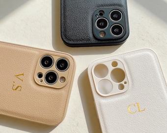 Funda de piel vegana con relieve personalizado para iPhone: iPhone 17, 16, 15, 14 y 13 Pro Max.