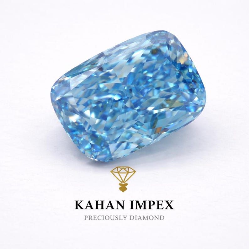 5.03 Ct Fancy Vivid Blue Lab Grown Diamond Cushion Cut VVS2 EX - Etsy