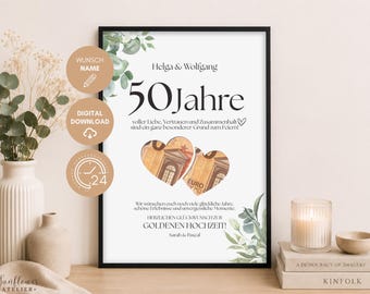 Personalized Golden Wedding Anniversary Money Gift | 50th Wedding Anniversary Gift with Names | Anniversary Gift for Married Couples | PDF Digital Download